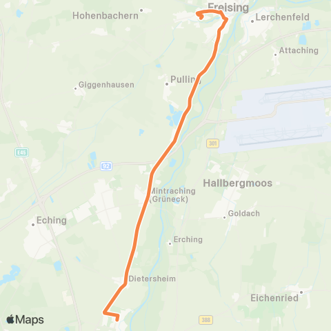 Die Münchner VerkehrsVerbund  Garching, Forschungszentrum - Freising - Freising, Weihenstephan map