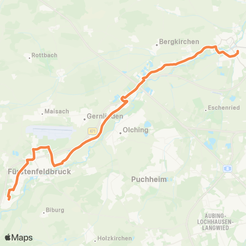 Die Münchner VerkehrsVerbund  Buchenau - Esting - Dachau map