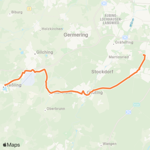 Die Münchner VerkehrsVerbund  Geltendorf / ESPE-Platz - Weßling - DLR - Gauting - Klinikum Großh. map