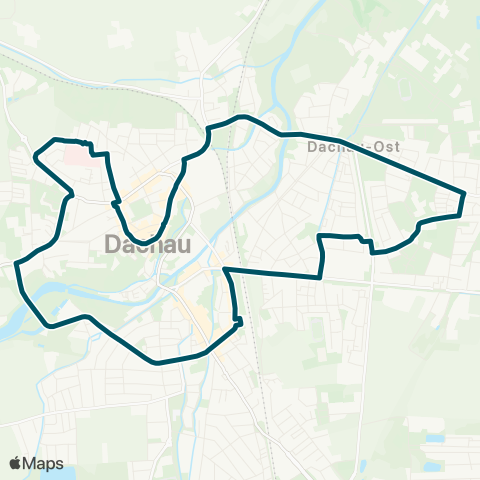 Die Münchner VerkehrsVerbund  Dachau - Landratsamt - Klinikum - Rathaus - Dachau map