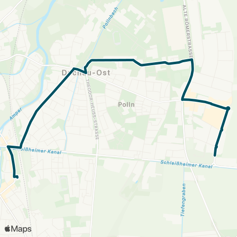 Die Münchner VerkehrsVerbund  Dachau - KZ-Gedenkstätte - Saubachsiedlung map