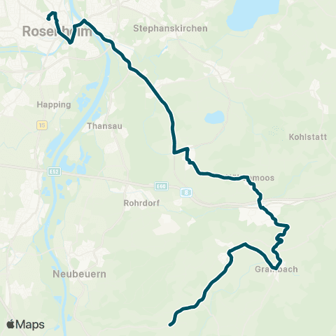 Die Münchner VerkehrsVerbund  Herbstfest-Bus Rosenheim - Lauterbach - Achenmühle - Grainbach - Roßholzen map