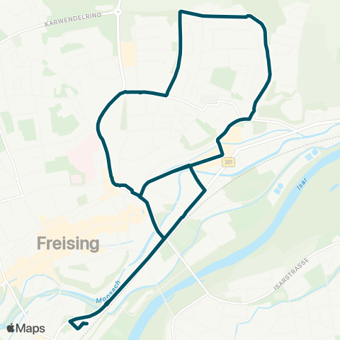 Die Münchner VerkehrsVerbund  Freising - Klinikum Ost - Asamstraße Landratsamt - Freising map