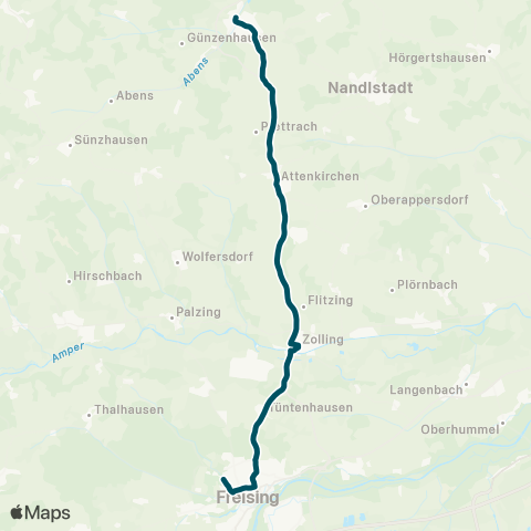 Die Münchner VerkehrsVerbund  Freising - Attenkirchen - Au - Rudelzhausen - Mainburg map