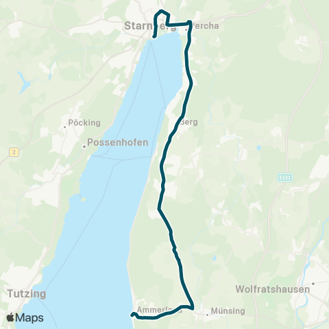 Die Münchner VerkehrsVerbund  Ammerland - Münsing - Starnberg map