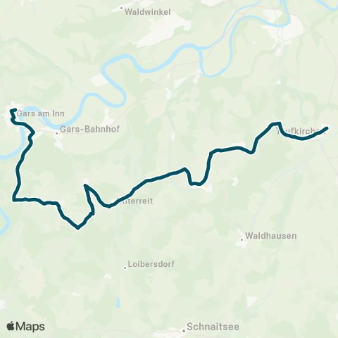Die Münchner VerkehrsVerbund  Taufkirchen - / Waldkraiburg - Kraiburg - Gars Bf - Gars map