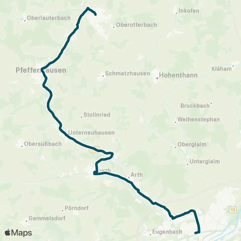 Die Münchner VerkehrsVerbund  Landshut Hbf - Altdorf - Furth - Weihmichl - Pfeffenhausen - Rottenburg map