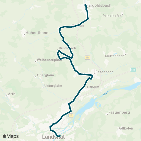 Die Münchner VerkehrsVerbund  Ergoldsbach - Mirskofen - Essenbach - Ergolding - Landshut Hbf map