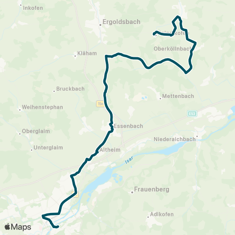 Die Münchner VerkehrsVerbund  Landshut - Ergolding - Essenbach - Bayerbach - Paindlkofen - Unterunsbach map