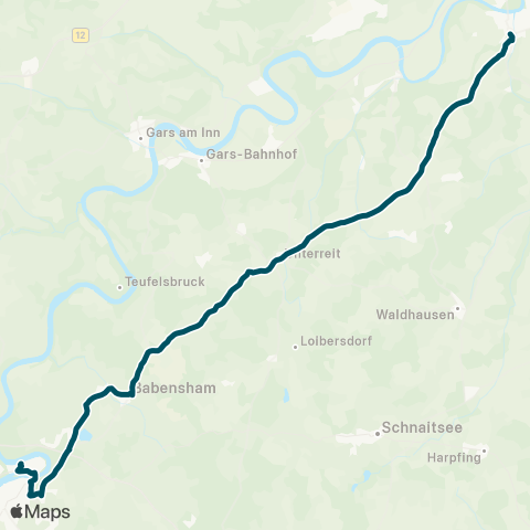 Die Münchner VerkehrsVerbund  Wasserburg Stadt - Penzing - Unterreit - Kraiburg map
