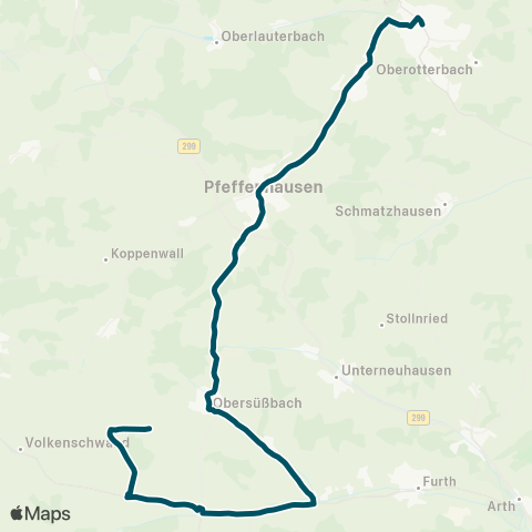 Die Münchner VerkehrsVerbund  Traich - Obersüßbach - Pfeffenhausen - Rottenburg map