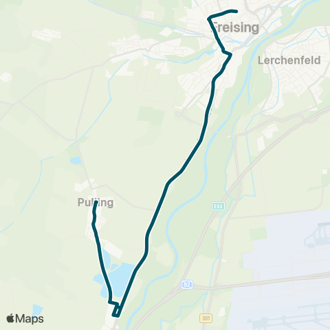 Die Münchner VerkehrsVerbund  Freising - Dürneck - Achering - Pulling map
