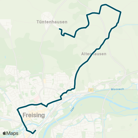 Die Münchner VerkehrsVerbund  Freising - Altenhausen - Edenhofen - Zellhausen map