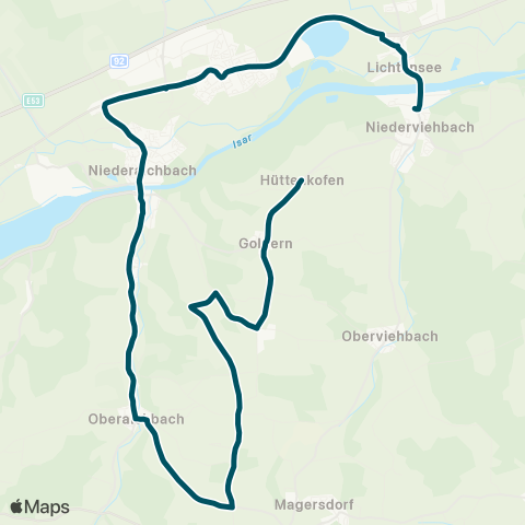 Die Münchner VerkehrsVerbund  (Mengkofen - ) Weng - Niederviehbach - Niederaichbach - Wolfsbach - Landshut map