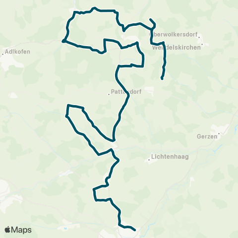 Die Münchner VerkehrsVerbund  Hub - Oberaichbach - Kirchberg - Dietelskirchen - Vilsbiburg map