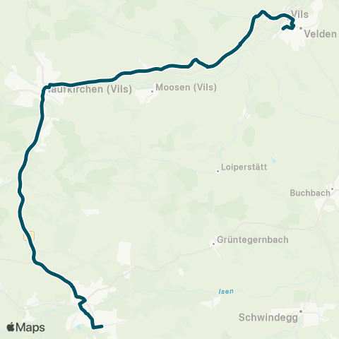 Die Münchner VerkehrsVerbund  Velden - Jettenstetten - Moosen - Taufkirchen (Vils) - Dorfen, Bahnhof map