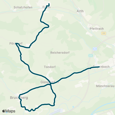 Die Münchner VerkehrsVerbund  Altdorf - Bruckberg - Bruckbergerau - Gündlkofen - Furth map