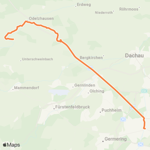 Die Münchner VerkehrsVerbund  Pasing - Sulzemoos - Odelzhausen - Pfaffenhofen a.d. Glonn - Egenhofen map