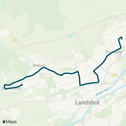Die Münchner VerkehrsVerbund  Eugenbach - Hauptbahnhof - Realschule Ergolding map
