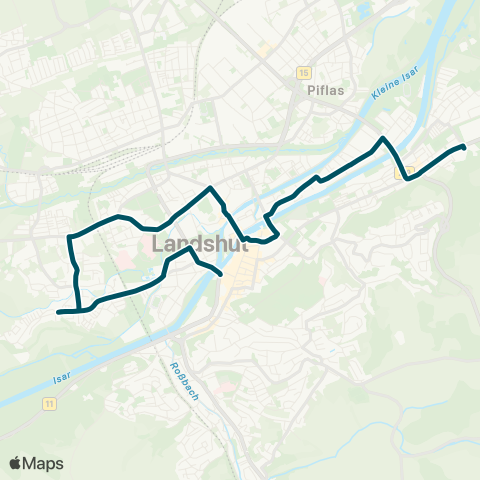 Die Münchner VerkehrsVerbund  Ländtorplatz - Landshut / West - Am Alten Viehmarkt - Schulstraße map