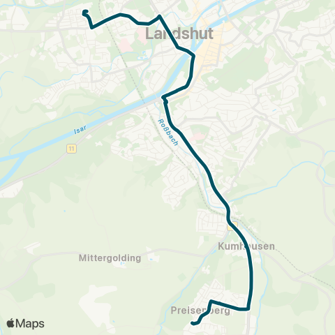Die Münchner VerkehrsVerbund  HLG - Kumhausen - Preisenberg map