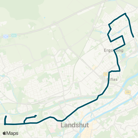 Die Münchner VerkehrsVerbund  HLG - Realschule - Piflas - Ergolding map