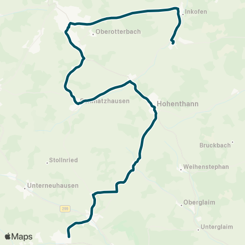 Die Münchner VerkehrsVerbund  Rottenburg - Schmatzhausen - Hohenthann - Grafenhaun - Furth map