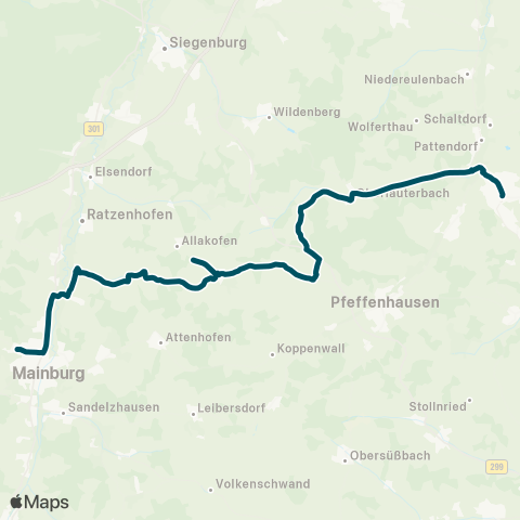 Die Münchner VerkehrsVerbund  Rottenburg - Oberlauterbach - Oberhornbach - (Mainburg) map