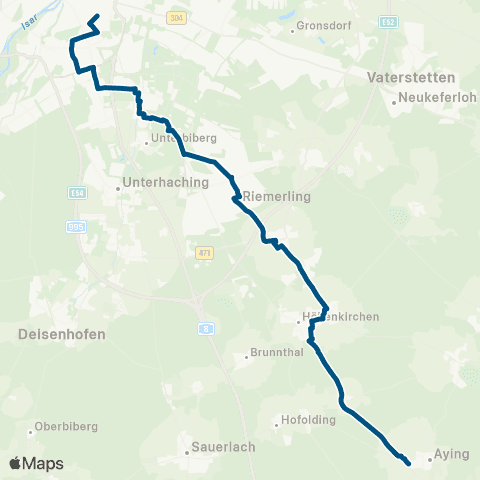 Die Münchner VerkehrsVerbund  Schienenersatzverkehr S5 Ostbahnhof - Höhenkirchen-Siegertsbrunn / Perlach map