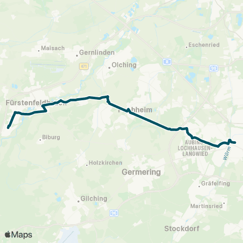 Die Münchner VerkehrsVerbund  Schienenersatzverkehr S4 Buchenau - Puchheim map