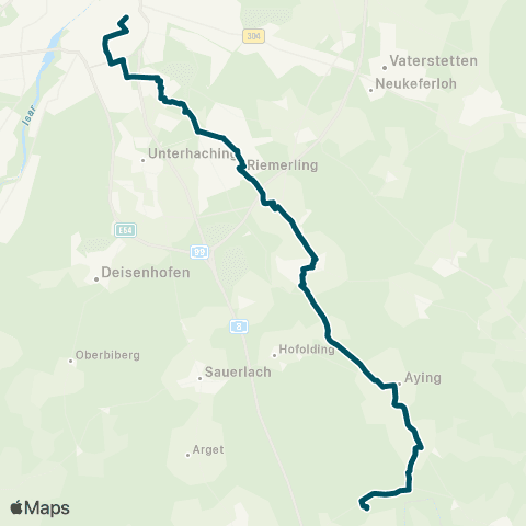 Die Münchner VerkehrsVerbund  Schienenersatzverkehr S5 Perlach - Aying - Kreuzstraße map