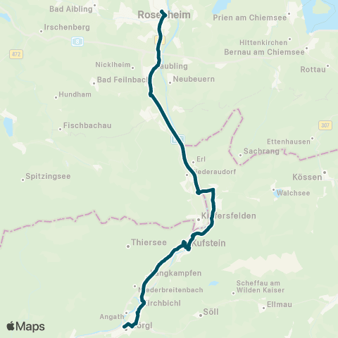 Die Münchner VerkehrsVerbund  Herbstfest-Bus Wörgl - Kufstein - Ebbs - Rosenheim map