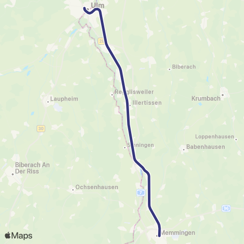 MVV Ulm Hbf - Memmingen map