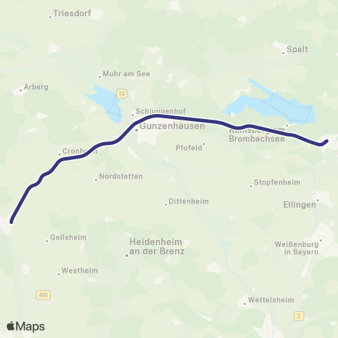 MVV Pleinfeld - Wassertrüdingen map