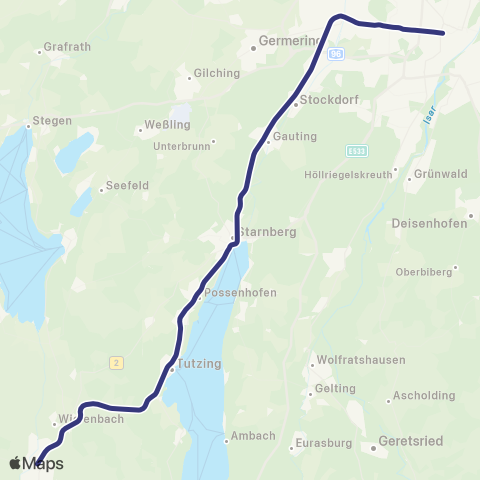 MVV Weilheim - München Hbf map