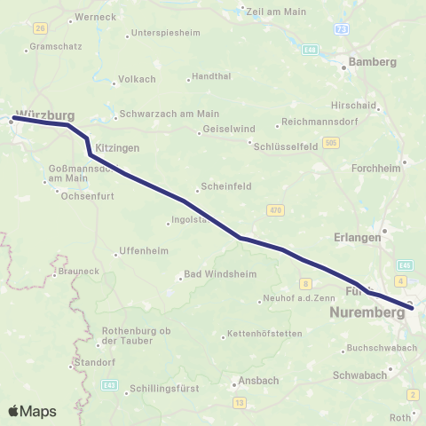 MVV Würzburg Hbf - Kitzingen map