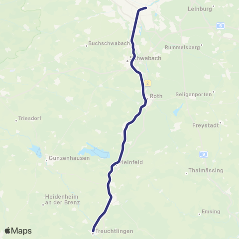 MVV Nürnberg Hbf - Augsburg Hbf map