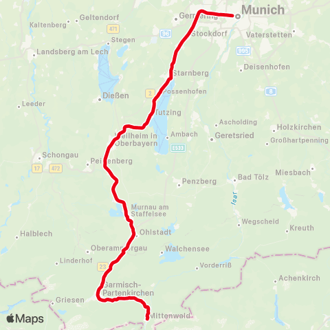 MVV München Hbf Gl. 27-36 - Tutzing map