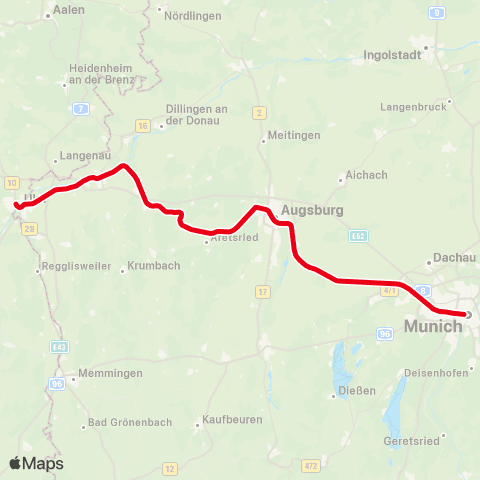 MVV Hauptbahnhof - Dinkelscherben map