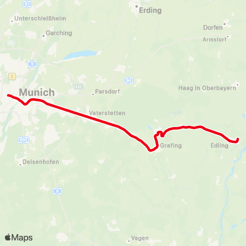 MVV Grafing Bahnhof - Wasserburg Bahnhof map