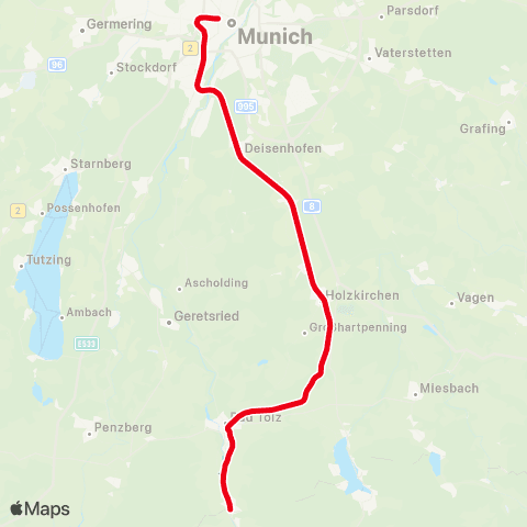 MVV München Hbf Gl. 27-36 - Lenggries map