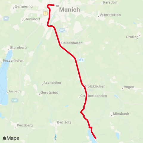 MVV München Hbf Gl. 27-36 - Tegernsee map