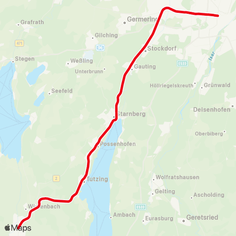 MVV Starnberg - Weilheim (Oberbay) map