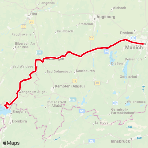 MVV München Hauptbahnhof - Lindau-Reutin map