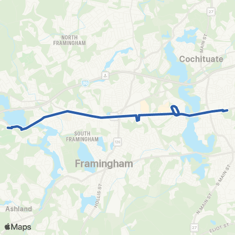 MetroWest RTA Mathworks Framingham Shuttle map