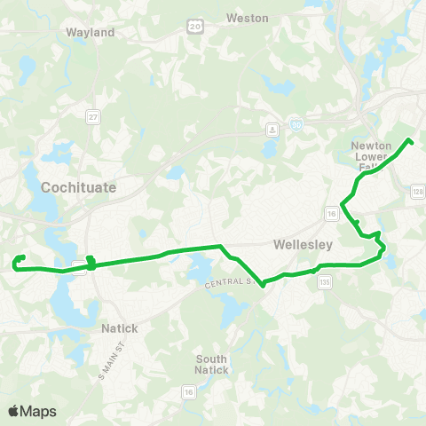 MetroWest RTA Route 1 map