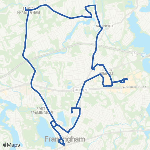 MetroWest RTA Route 2 map