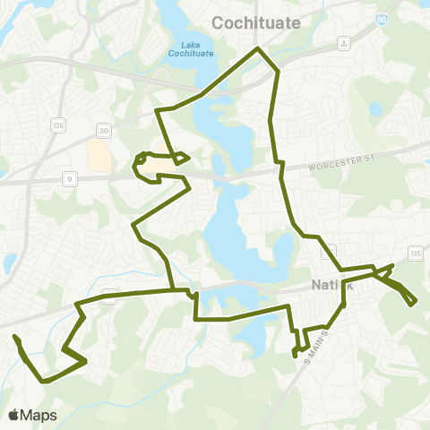 MetroWest RTA Route 10 map