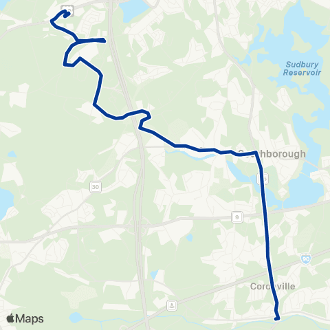 MetroWest RTA Marlborough Commuter Shuttle map