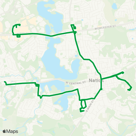 MetroWest RTA West Natick MBTA to Natick Mall map